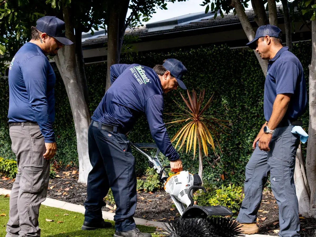 Hands-on power broom training for turf cleaning technicians