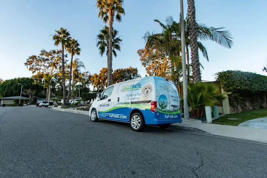 TurFresh branded service truck used by turf cleaning operators